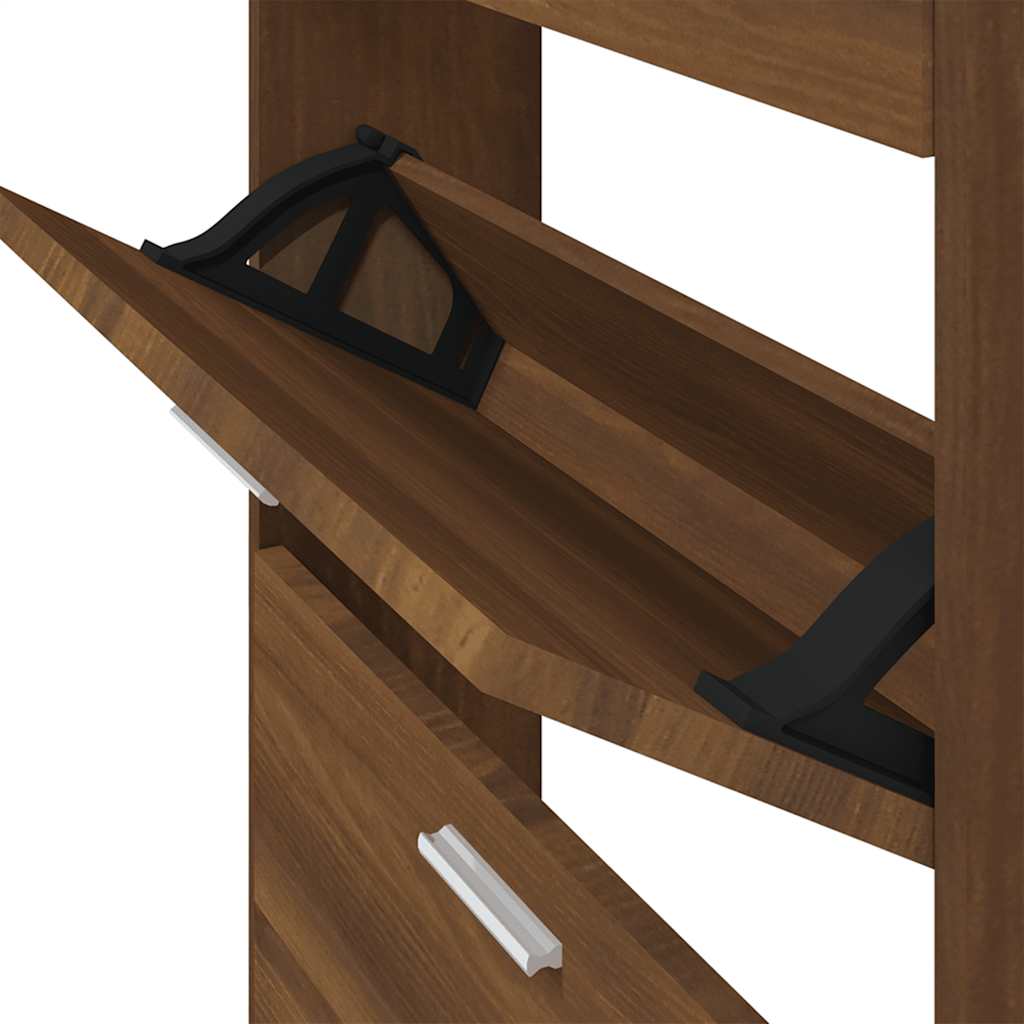 Shoe Cabinet Brown Oak Effect 59 x 17 x 150 cm Particleboard