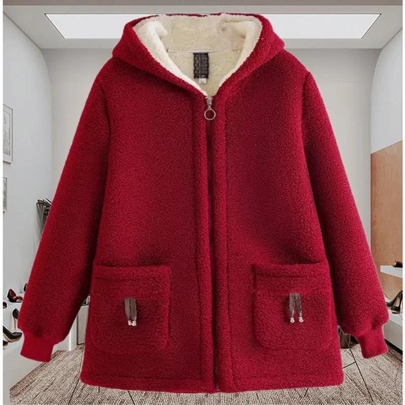 Женская осенне-зимняя теплая куртка больших размеров с добавлением бархата, утолщенное пальто из овечьего бархата, верхняя одежда