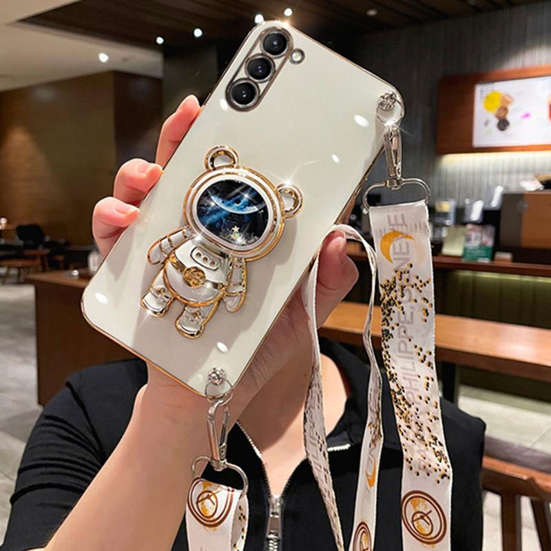 Ремешок через плечо Quicksand Space Bear, чехол-кронштейн для Tecno Spark 20 20C 10 10C 8C 9 Pro GO 2024 2023 2022, мягкий чехол с покрытием