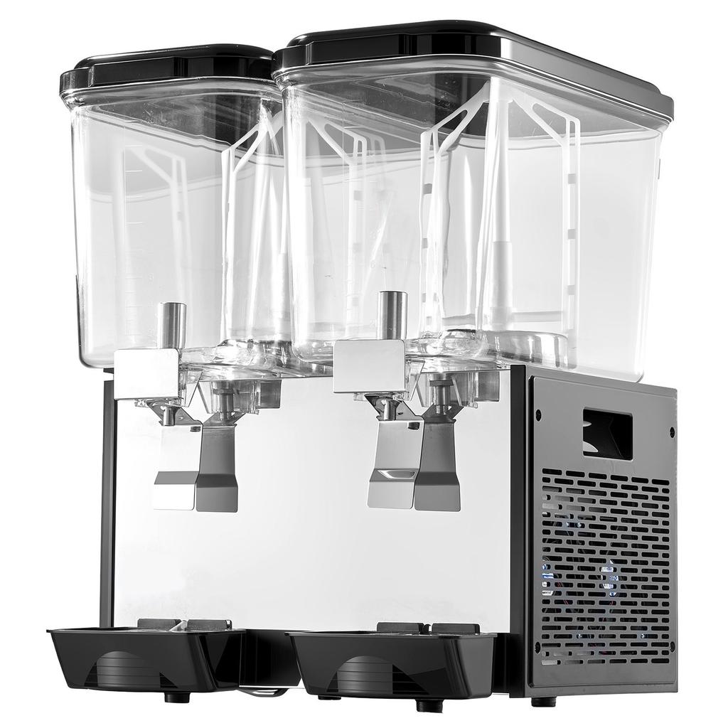 Commercial Beverage Dispenser 2 Tanks 18 L / 19 QT Per Tank, Stainless Steel Juice Dispenser, Ice Tea Drink Machine with 7 to 12 Cooling Temperature,