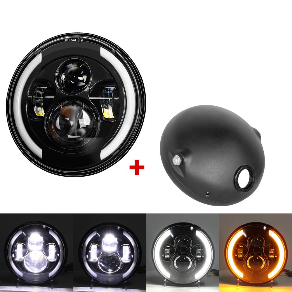 Универсальная 7,5-дюймовая круглая фара для кафе-рейсера, боббера, Honda 7-дюймовая светодиодная мотоциклетная фара