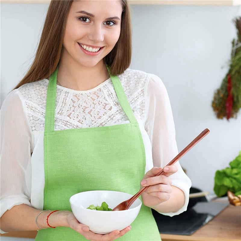 6 шт. Деревянные ложки для смешивания, кухонные ложки для супа с длинной ручкой, ложки для готовки, для перемешивания, подачи, готовки на кухне - B61B