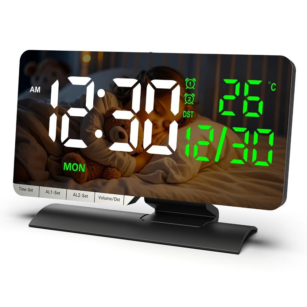 Multicolor LED Alarm Clock Large Screen Digital Desk Clock Bedside Alarm Clock  Indoor Use