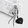 Tassel Love Heart Pendant Handmade Creative Bowknot Keychain Cute Glossy Pendant Keyring Bag Accessories