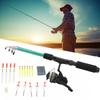 Portable Fishing Rod Reel Set Pole Reel with Line Full Kit Hooks with Storage Box Floats