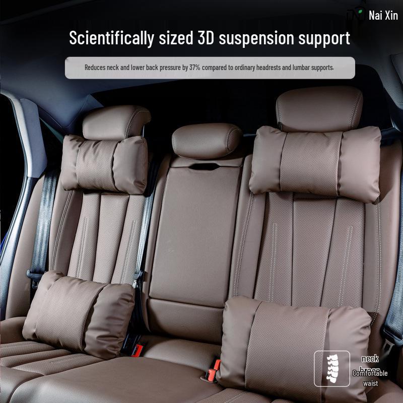 Honda CRV, Accord, Breeze, Civic, Odyssey Headrest: Leather Lumbar Support & Neck Protector