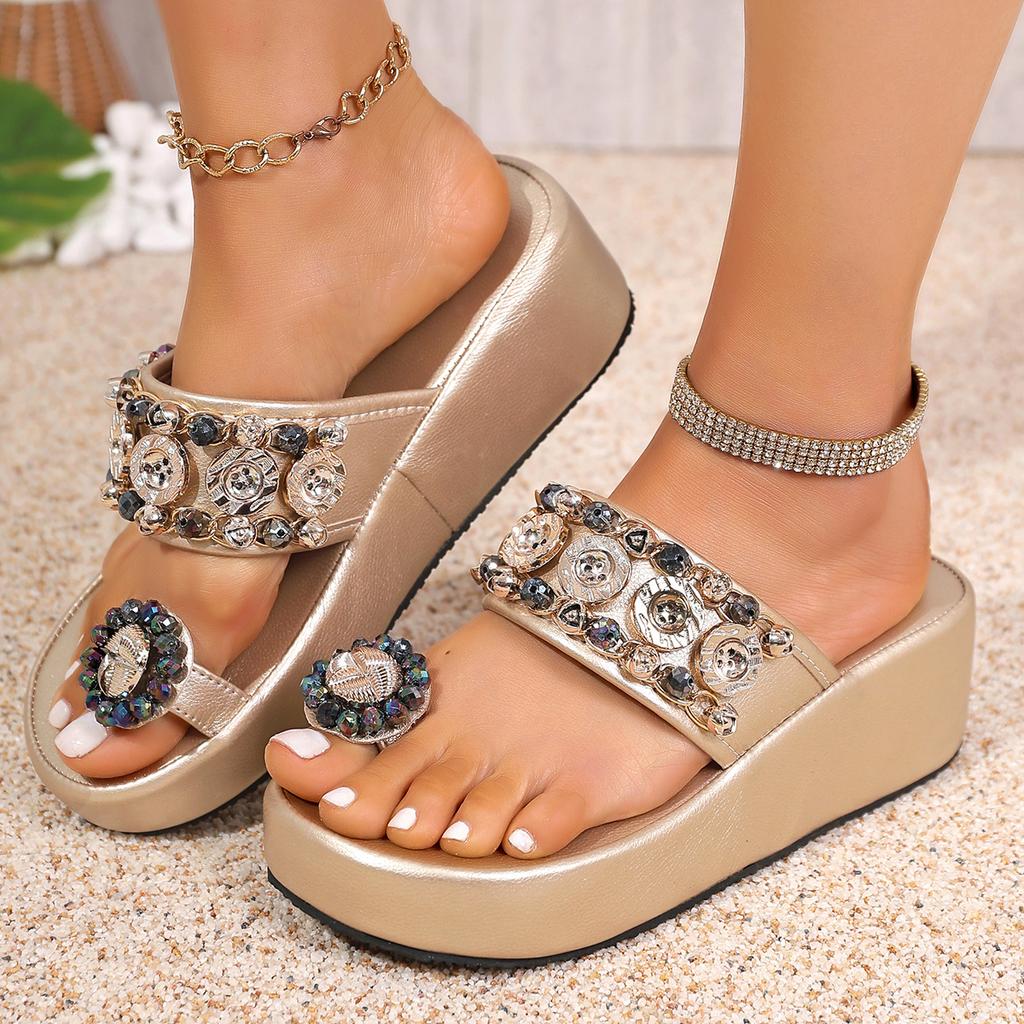 Women Slippers Summer Luxury Women Shoes Slides Women Jelly Flip Flops Wedge Beach Platform Slippers Designer Glitter Sandals