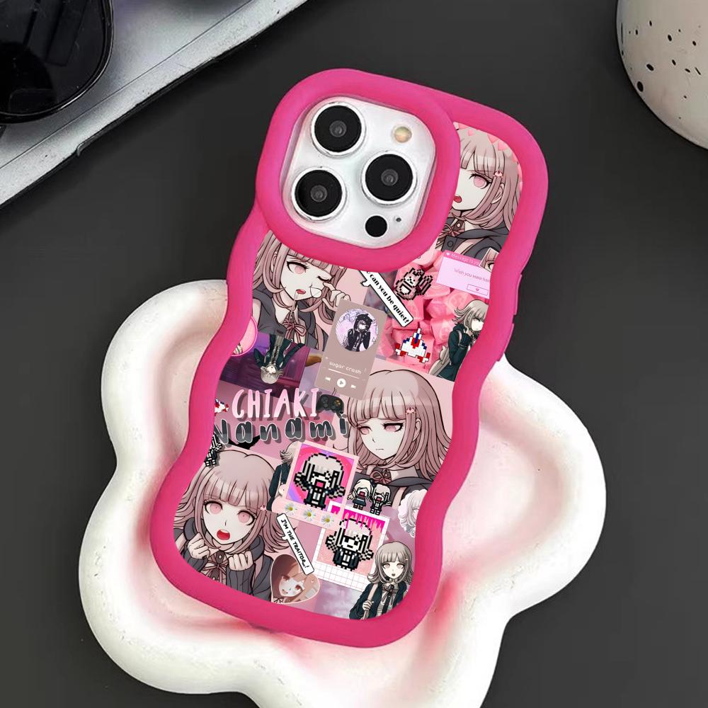 Чехол для телефона Danganronpa Чиаки Нанами для iPhone 17 16 15 14 13 12 11 Air Pro Max Plus Красный Мягкий ТПУ Покрытие с Волнистым Краем