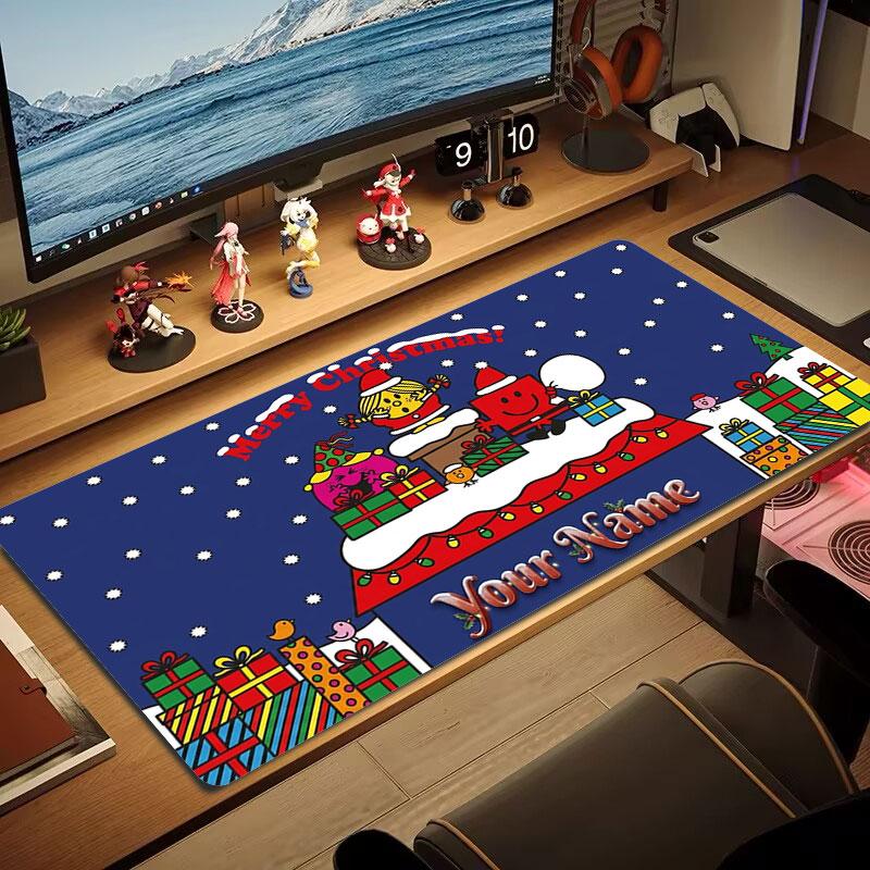 Mr. Men Little Miss Custom Name Large Size Mouse Pad Large Gaming Table Cushion Non-slip Laptop Tablet Big Mousepad XXL Mat Mini PC Playmat With Lock 