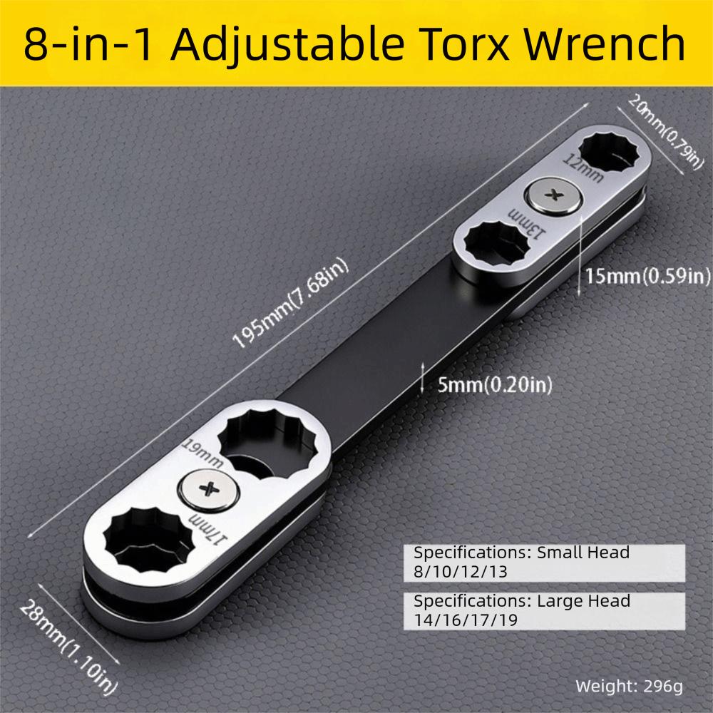 Универсальный Torx-ключ 8-в-1, разные размеры, двусторонний, накидной, комбинированный, с головкой в форме сливы, портативный дизайн, ручное управление