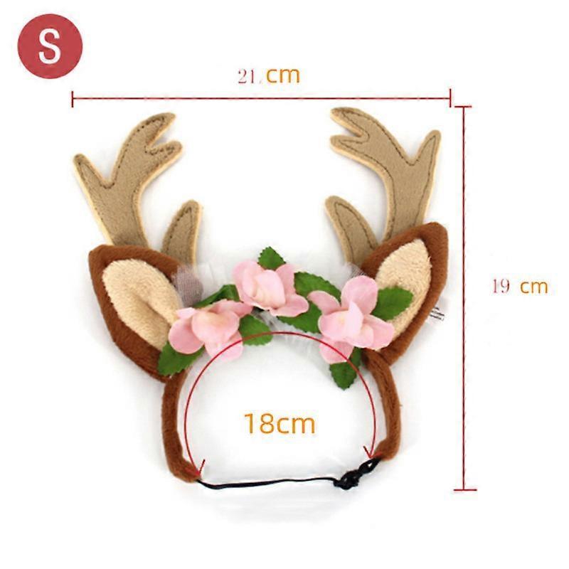 evago Pet Deer Costume Hat Merry Christmas Dog Antlers Headbands Elastic Band Adjustable Reindeer Cap Hair Headwear Accessories
