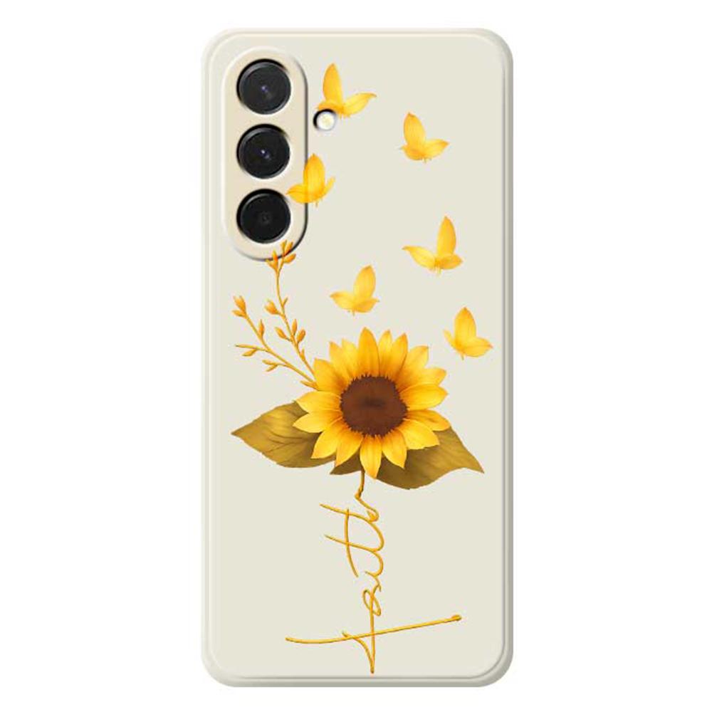 For Samsung Galaxy A36 5G Case Golden Butterfly Sunflower Pattern Printing Straight Edge TPU Phone Back Cover