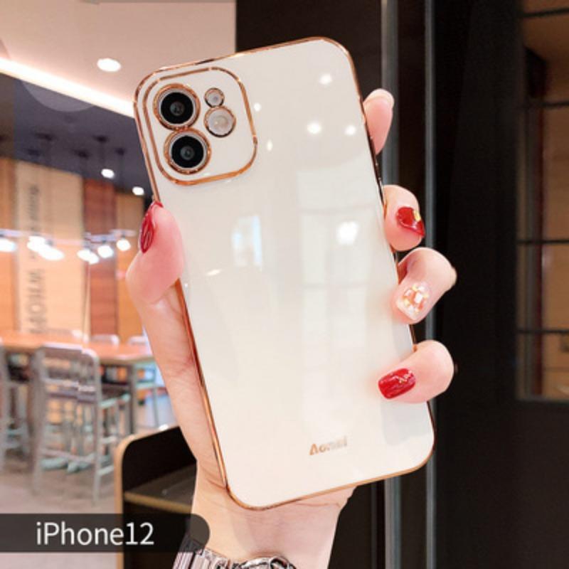 Подходит для iPhone16proMax Прямой край Гальваническое покрытие 6D Лазерная гравировка Чехол для мобильного телефона 15 Apple 14 Полное покрытие Защитный чехол с мелкими отверстиями