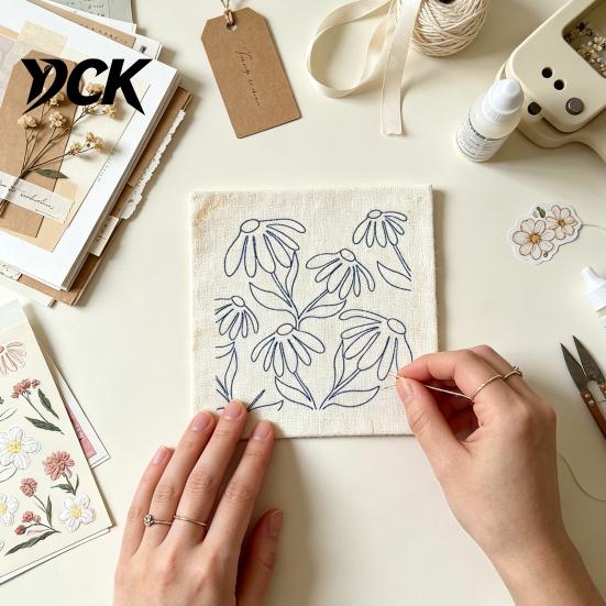 Punch Embroidery Craft DIY Floral Needle Kit, Beginners Flower Starter Kit with Tools Pattern, Stitch Carft for Adults, Handmade Home Decor