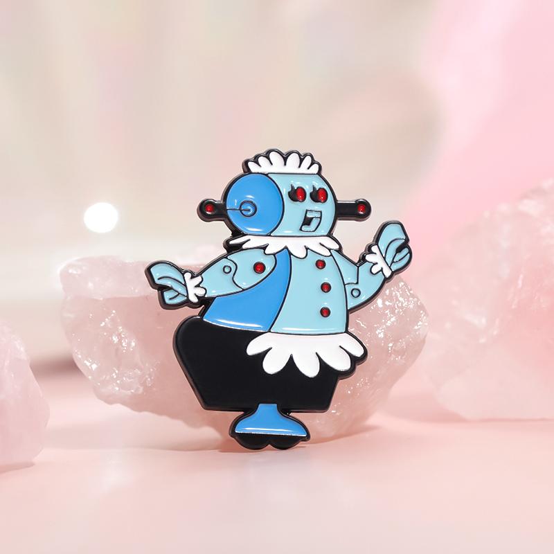 Nanny Robot Enamel Pins Custom Family Comedy TV Series Brooches Lapel Badges Cartoon Funny Jewelry Gift for Kids Friends