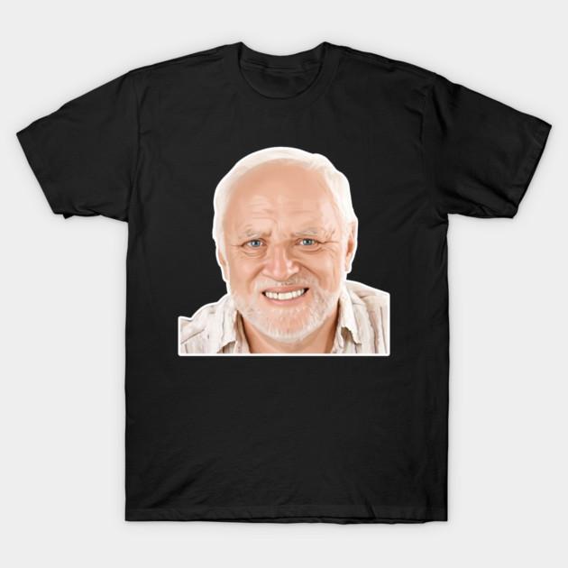 Asian Size Men Black Print T-shirt Hide The Pain Harold - Funny Memes No-Cut Print Cotton Tshirt