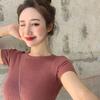 Модная футболка с короткими рукавами цвета авокадо зеленого цвета для женщин, весна-лето, облегающие топы, обтягивающая трикотажная рубашка, тонкие ветрозащитные повседневные базовые облегающие пуловеры, футболки