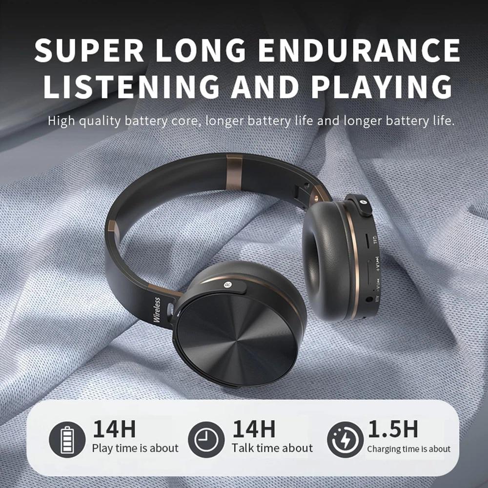 Беспроводные полноразмерные наушники, Беспроводная гарнитура с креплением на голове, Складные спортивные наушники, Сверхдолгий срок службы батареи, Сверхлегкие, безболезненные