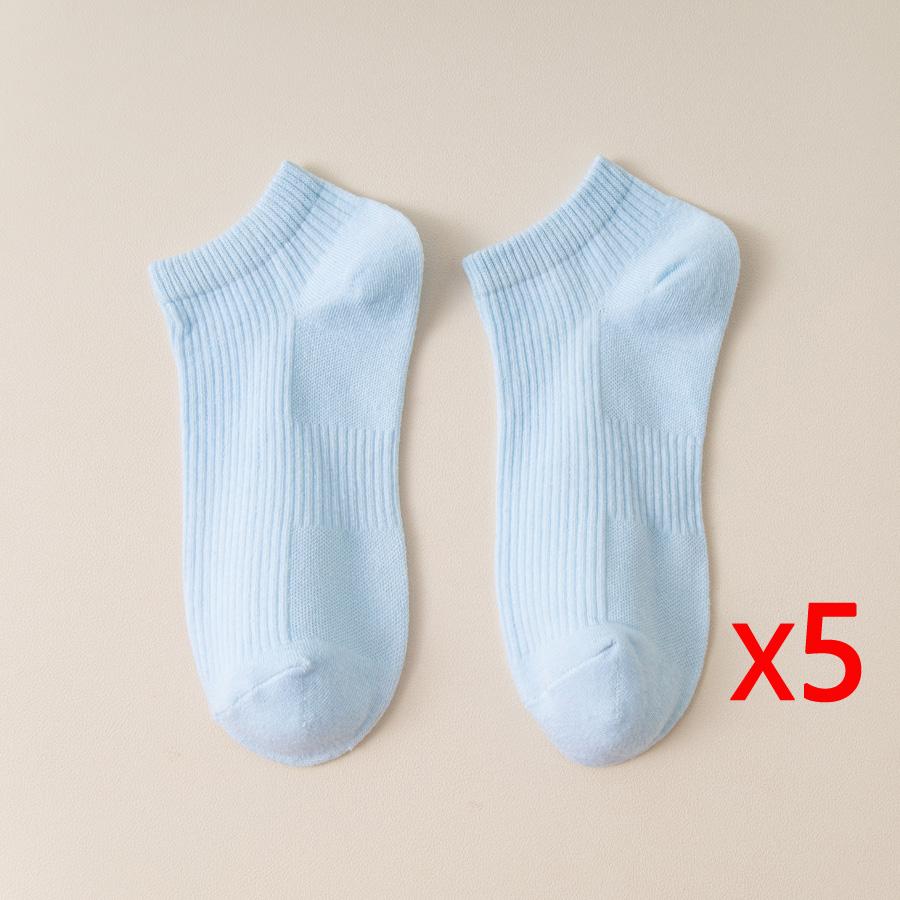 5Pairs Women's Low Tube Cotton Socks Candy Colored Summer Breathable Boat Socks Delicate Soft Comfortable Solid Versatile Sock