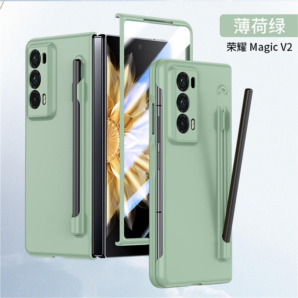 Phone Case For Honor Magic V2 Solid Color PC Hard Shell Protection Shockproof Protective Film With S Pen Back Cover