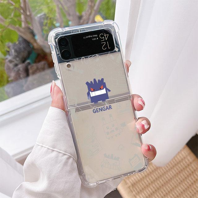 Роскошный чехол для Samsung Galaxy Z Flip 3 4 5G Funda Z Flip3, прозрачный ПК, жесткий противоударный чехол для телефона, чехол в виде ракушки, милый аниме-покемон
