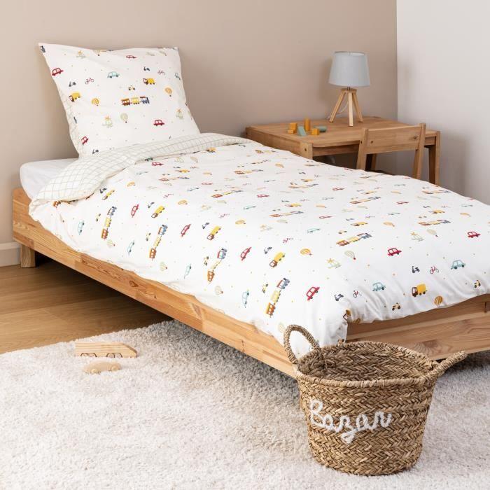 Housse de couette - Oeko-Tex - Petites voitures - 140 x 200 cm - 1 taie - Coton 100%