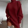 New Autumn And Winter Women's Sweaters Mid-length Raglan Sleeves Half Turtleneck Women's Sweater Dress