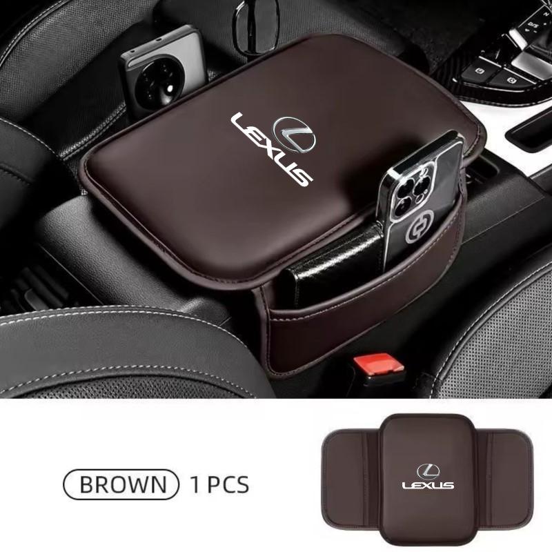 Leather Car Emblem Armrest Pad Storage Box Elbow Support Mat For Lexus F SPORT IS250 IS200 CT200h GS300 LS430 RX450h LX570 IS300