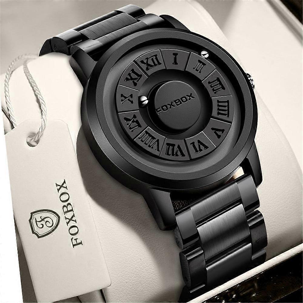Magnetic Roller Mens Personalized Creative Watch Trendy Black Technology Cool Concept Borderless Design Watch