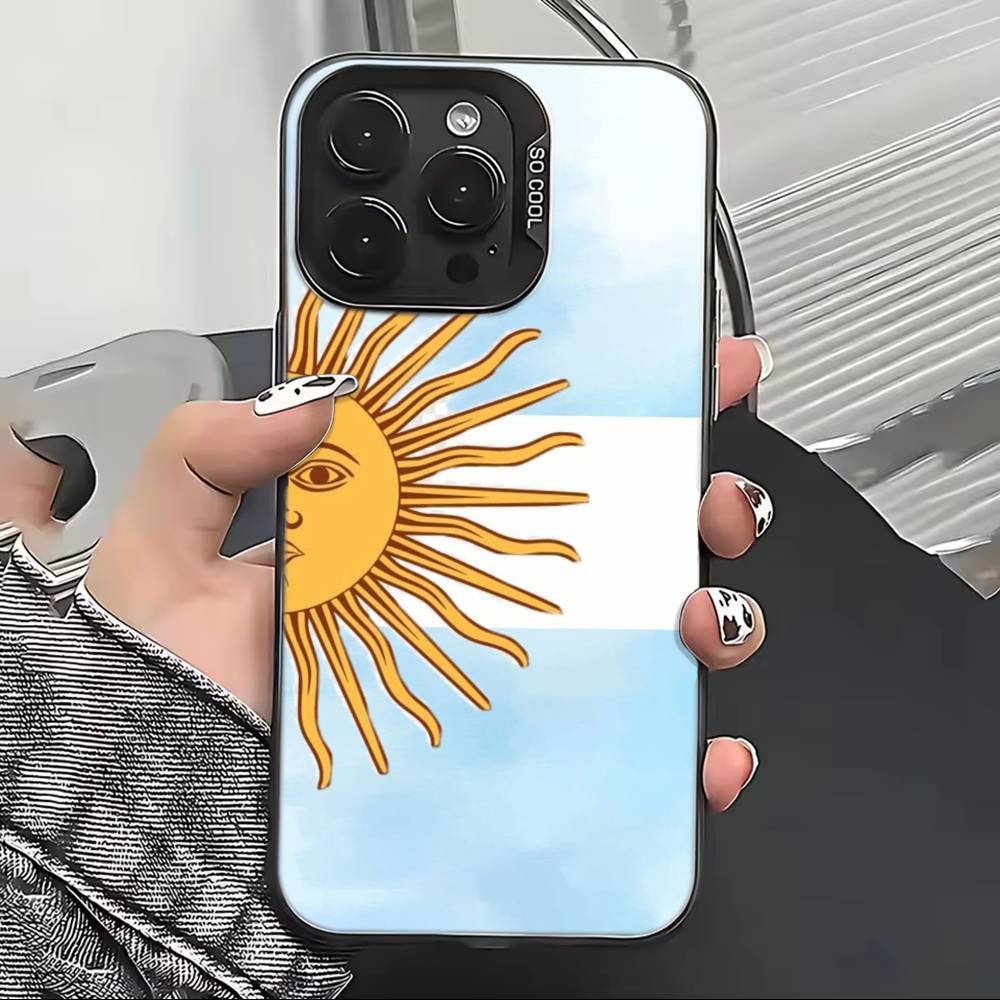 Флаг поддержки футбола Аргентины Чехол для телефона Для iPhone 17,16,15,14,13,12,11 Plus,Pro Max,XS,Цветной Посеребренный Внутренний Чехол