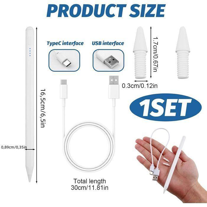 Stylet Tactile - BOOLING - pour iPad 2018-2025 - Rejet de paume - Haute précision - Design léger