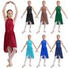 Girls Lyrical Dance Dress Sleeveless Back Hollow Design High Low Hem Built In Briefs Leotard