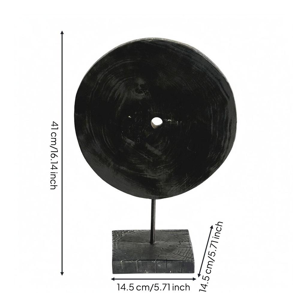 Wood Sculpture with Metal Stand Rustic Decor Minimalist for Hotel