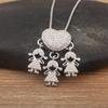 Nidin Hot Sale Classic Son/Daughter Sparkling Zircon Charm Pendant Necklace For Women Boys and Girls Clavicle Chain Jewelry Gift