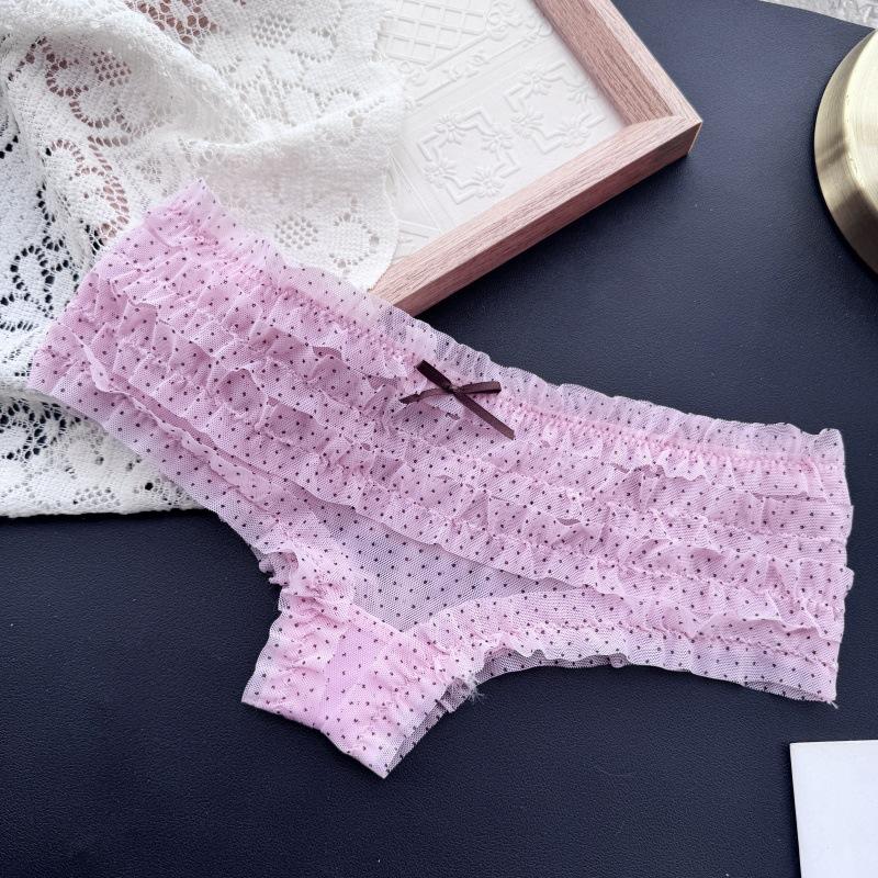 Женские весенне-летние милые сетчатые трусики с оборками, низкой посадки, сексуальные