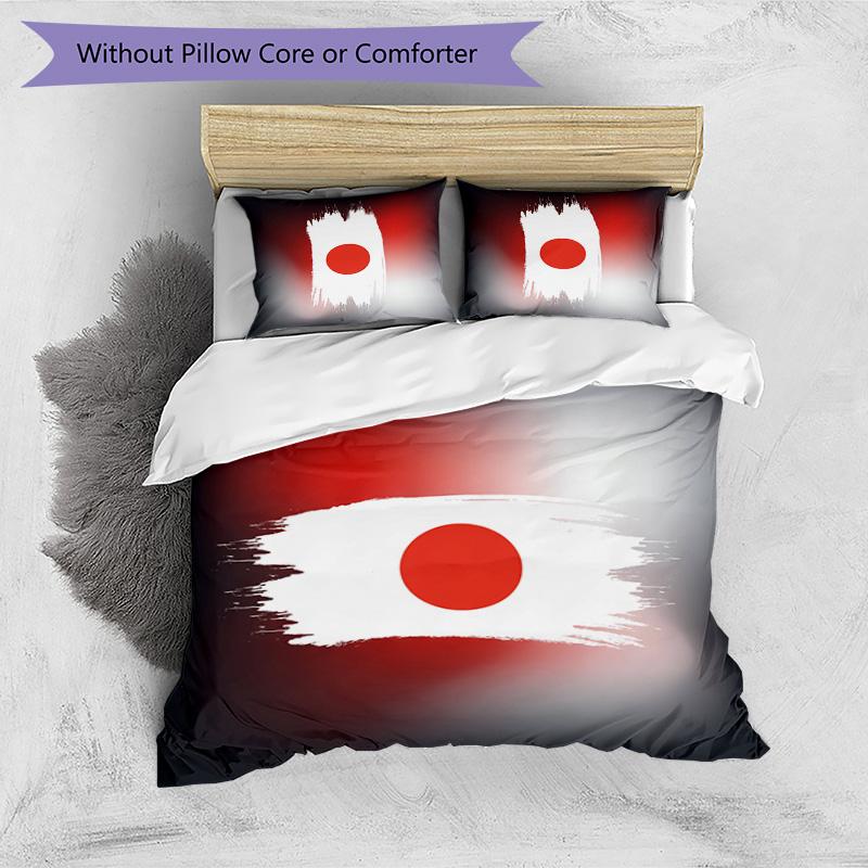 Japan Football Printed Bedding 3 Piece Set Cozy Breathable Bed Cover Set as Housewarming Holiday Gift