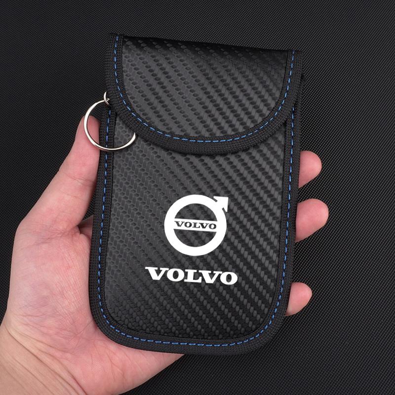 Car Key Case Signal Blocker Bag Car RFID Shielding Pocket Anti-Theft Pouch For Volvo V60 V40 XC90 XC40 S60 C30 V70 AWD Olestar