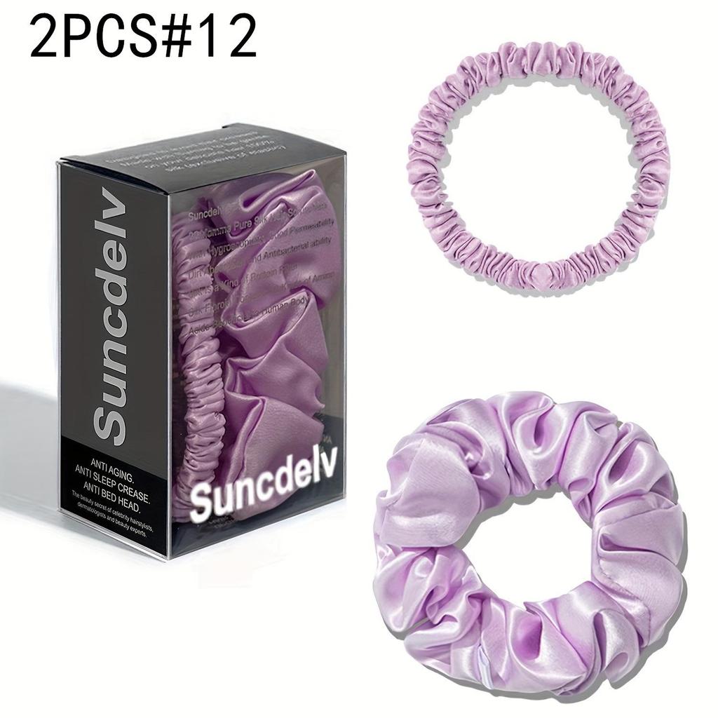 2 шт. 100% натуральный шелк однотонные резинки для волос высокого качества резинки для волос 22Momme женские большие повязки для волос аксессуары для волос маленькие+большие
