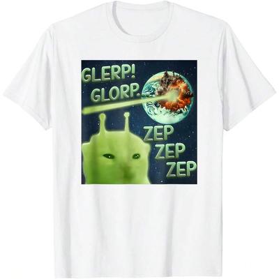 Смешная футболка унисекс с мемом про инопланетного кота Glerp Glorp Zep Zep