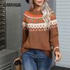 Autumn and Winter Women's Sweater Christmas Pullover Sweater Round Neck Festive Long Sleeve Knitwear