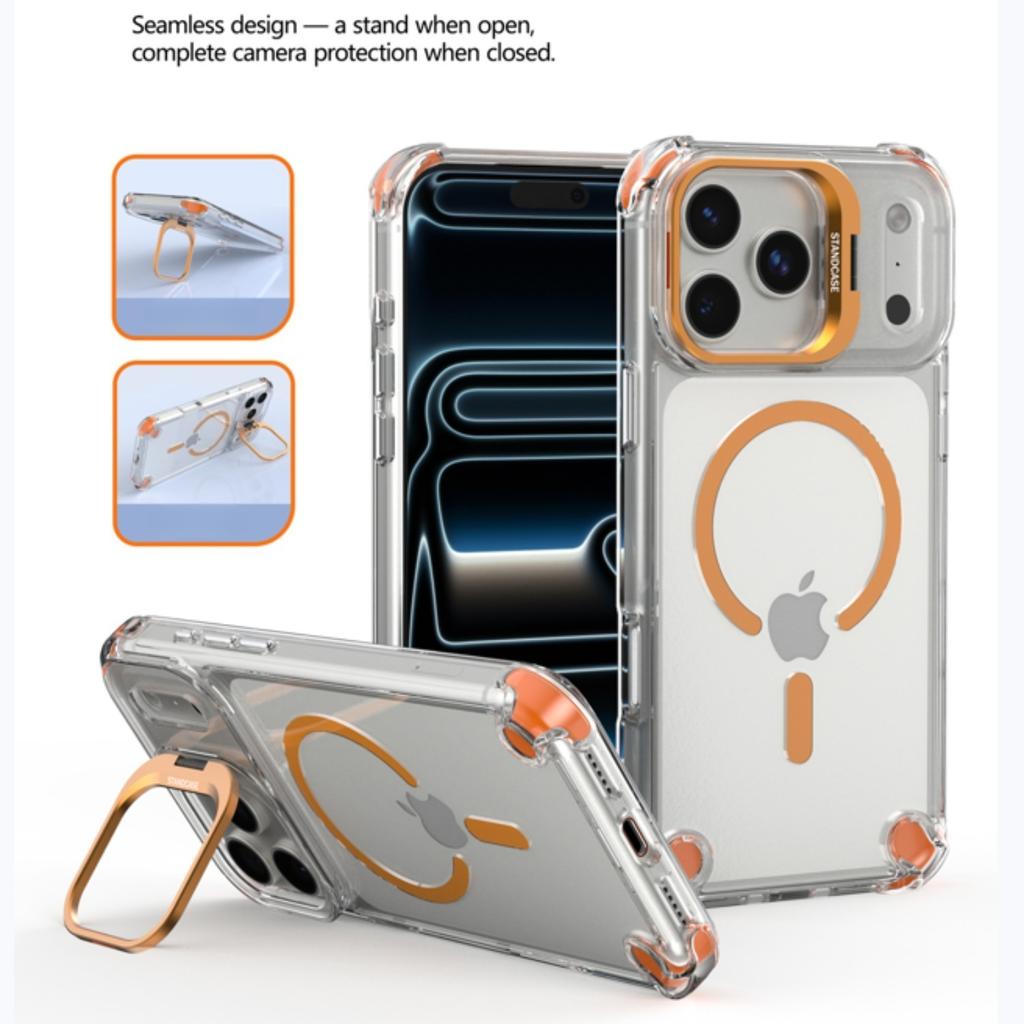 Новый Прозрачный Магнитный Чехол Для iPhone 17 Pro Max 17Air 17Pro Чехол Для Беспроводной Зарядки Magsafe Со Стеклянной Защитой Линзы Крышка-Подставка