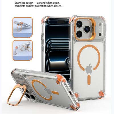 Роскошный прозрачный магнитный чехол Magsafe для iPhone 17 Pro Max 17Air 17Pro Защита стеклянной линзы Подставка Противоударный бампер