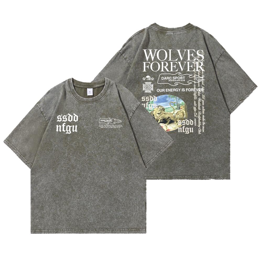 Darc Wolves Sport Vintage Washed T Shirts Gym Bodybuilding Oversize Men Clothing Summer Fitness TEE Workout Darc Sport T Shirts