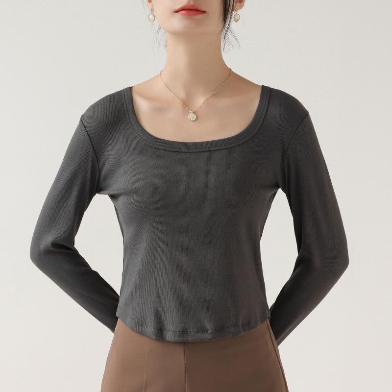Футболка с длинными рукавами и квадратным воротником для женщин