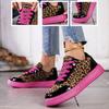 Женская уличная модная розовая леопардовая спортивная обувь на широком носке, повседневная