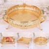 European Retro Metal Fruit Tray Creative Palace Style Golden Circular Square Fruit Tray Home Desktop Decor Snack Storage Trays