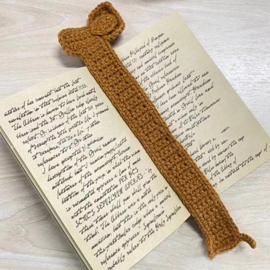 1/2 шт. ручной работы из трикотажной пряжи коричневого цвета с изображением собаки, таксы, крючком, держатель для страниц книги, аксессуар для чтения, идеальный подарок