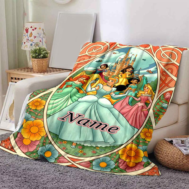Custom 1pc Princesses Gather Around Castle Blanket, Soft And Comfortable Blanket, Casual Warm, Camping Travel Blanket, Birthday Gift Q910207