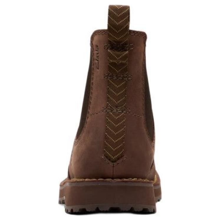 Clarks Двухслойные кожаные круглые ботинки-челси средней длины, легкие, на каблуке 3 см, мужские, коричневые 261789887