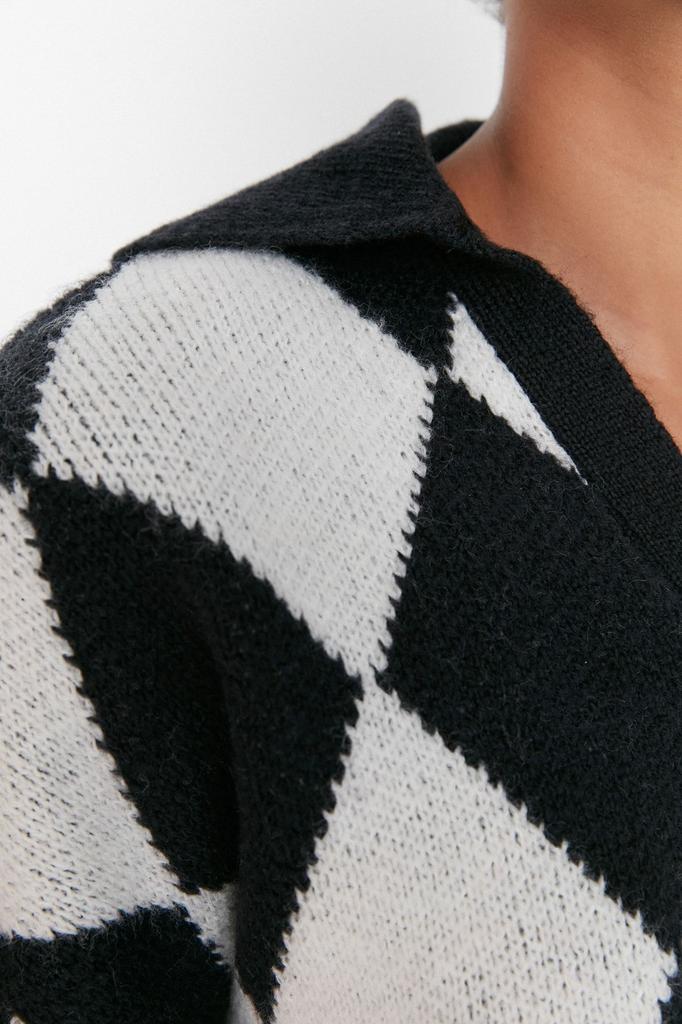 Women's Fashion New Sweater Black Wide Fit Soft Textured Patterned Knitwear Sweater